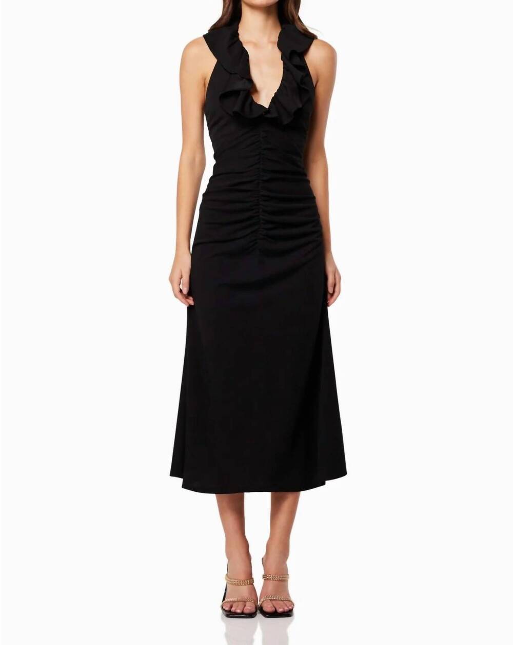 NEW ELLIATT zaina midi dress in black
